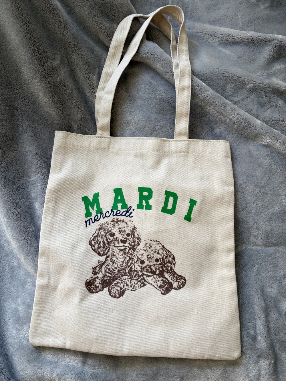 "MARDI" canvas tote and Puppy Print